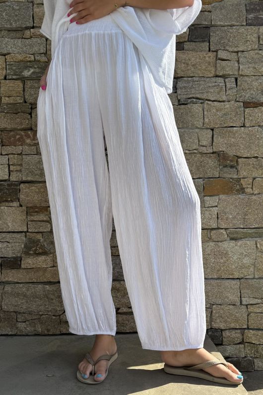 Cyril Crinkle Balloon Pant White